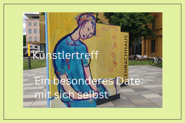 Künstlertreff: Ein besonderes Date mit sich selbst. Vor dem Lenbachhaus in München. Lebenswerk von Charlotte Salomon (1917 Berlin - 1943 Auschwitz)